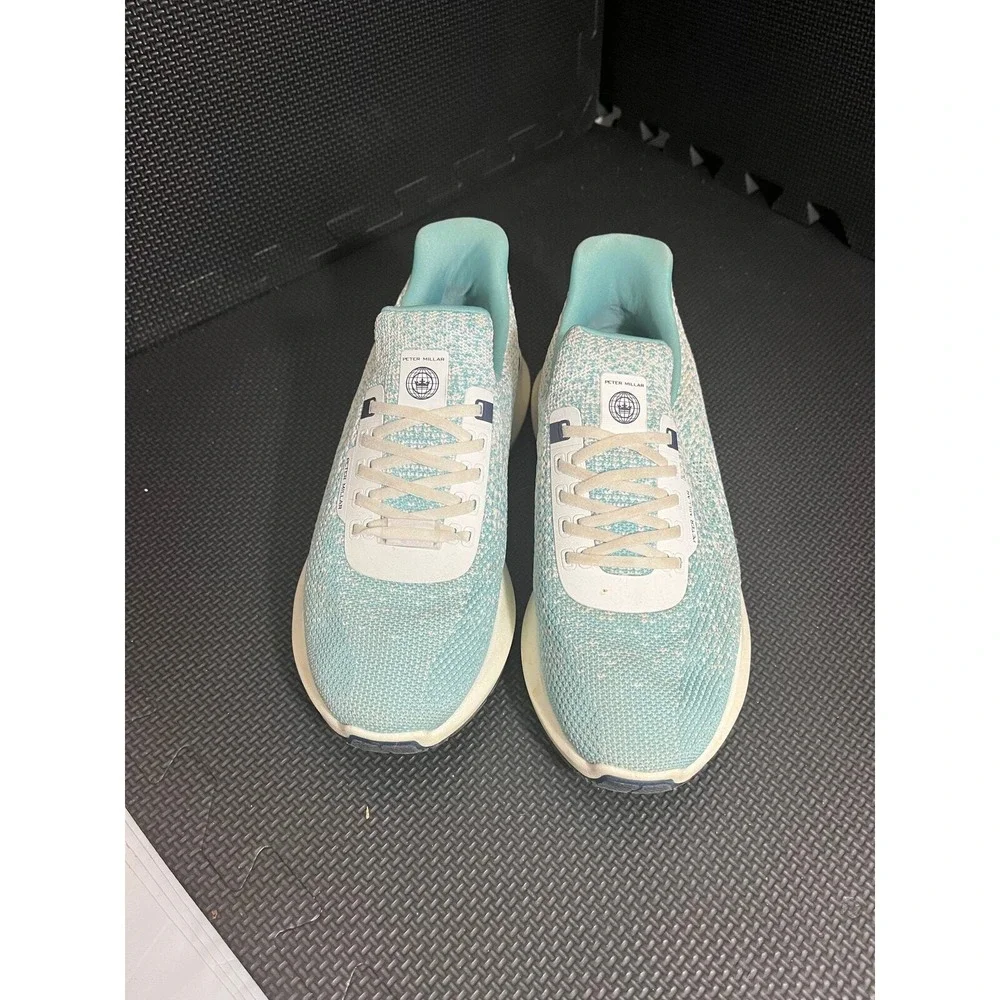 Peter Millar Apollo Sneakers Womens 7.5 Mountain Dew Blue White Knit LF22EF11